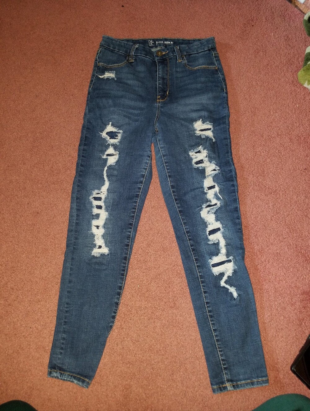 "Faux" Distressed Skinny Jeans